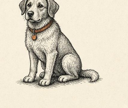 Illustration of a sitting dog.