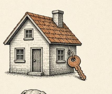 Illustration of a house and a key.